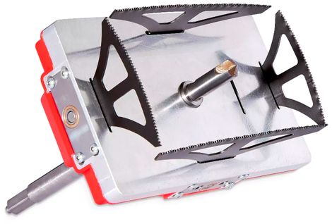 Illustration for article titled This Simple Accessory Lets a Drill Cut a Square Hole